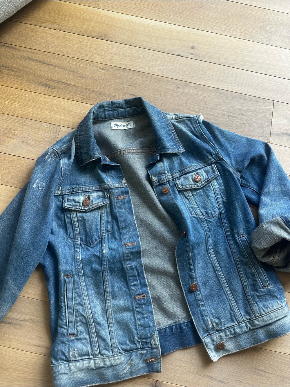 Madewell Light Blue Denim Jacket with Faded Wash